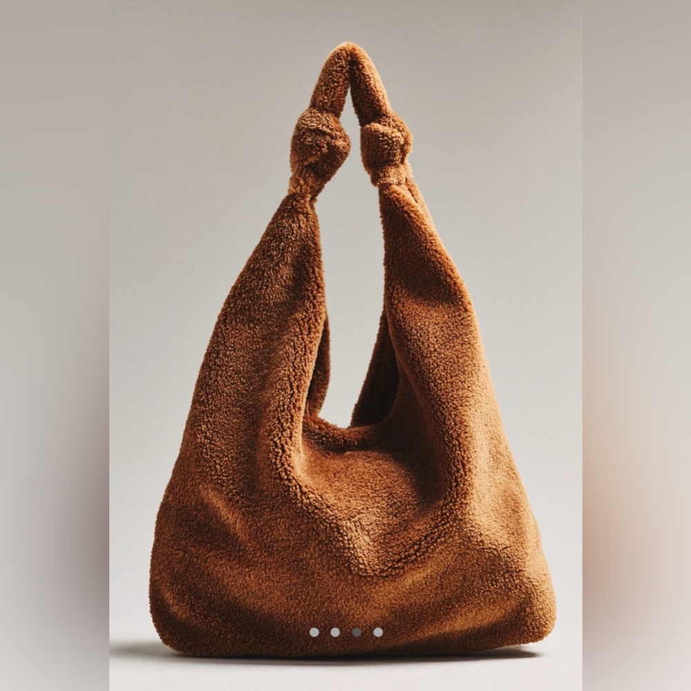 NWT Anthropologie The Love Knot Slouchy Bag: Sherpa Edition - Picture 3 of 5